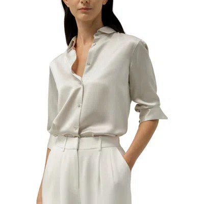 Lilysilk Spread Collar Silk Shirt In White