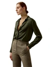 Lilysilk Sprezzatura Silk Blouse In Dark Olive