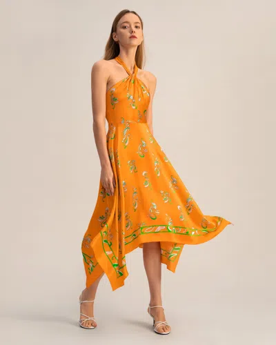 Lilysilk Spring Waltz Handkerchief Dress For Women In Orange