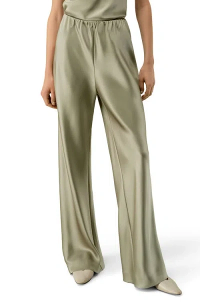 Lilysilk Straight-leg Silk Satin Pants In Green
