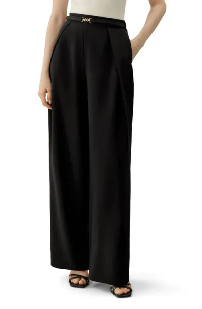 Lilysilk Stretch Heavy-weight Crepe Wide-leg Pant In Black