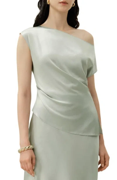 Lilysilk Stretch Silk Charmeuse Asymmetric Top In Neutral