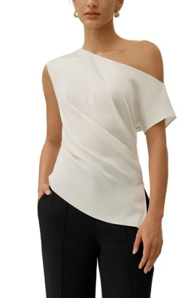 Lilysilk Stretch Silk Charmeuse Asymmetric Top In White