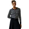Lilysilk Striped Cable-knit Cashmere Cardigan In Blue And White Stripes
