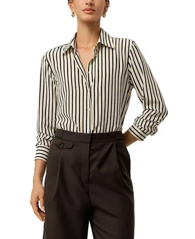 Lilysilk Striped Silk Shirt In Black