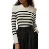Lilysilk Striped Ultra-fine Merino Wool Sweater In White With Black Stripes
