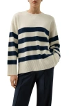 Lilysilk Striped Wool-cashmere Oversized Sweater In Neutral