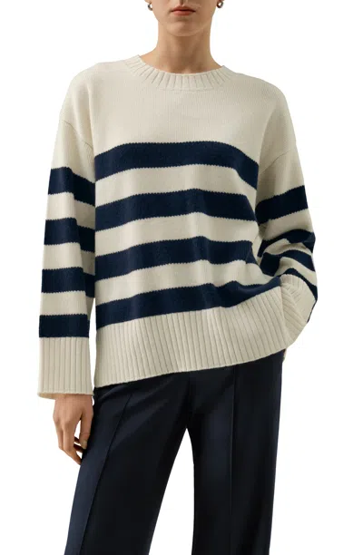 Lilysilk Striped Wool-cashmere Oversized Sweater In Multi