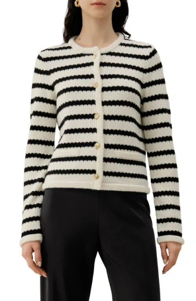 Lilysilk Stripped Crochet Washable-wool Cardigan In Multi