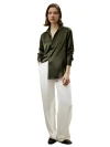 Lilysilk Tailored Button Down Silk Shirt In Dark Olive