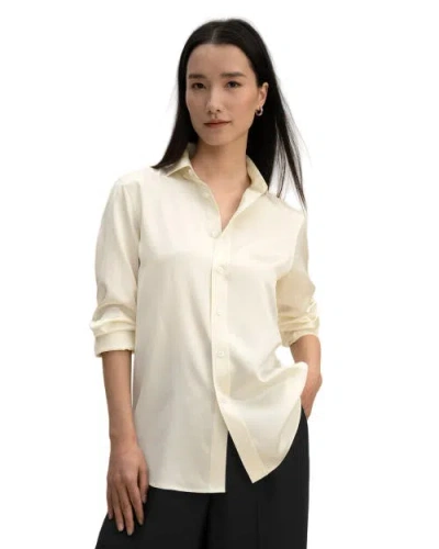 Lilysilk Tailored Button Down Silk Shirt In Lily White