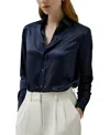 Lilysilk Tailored Button Down Silk Shirt In Navy Blue