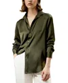 Lilysilk Tailored Button Down Silk Shirt In Dark Olive