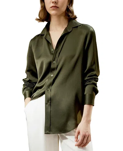 Lilysilk Tailored Button Down Silk Shirt In Dark Olive