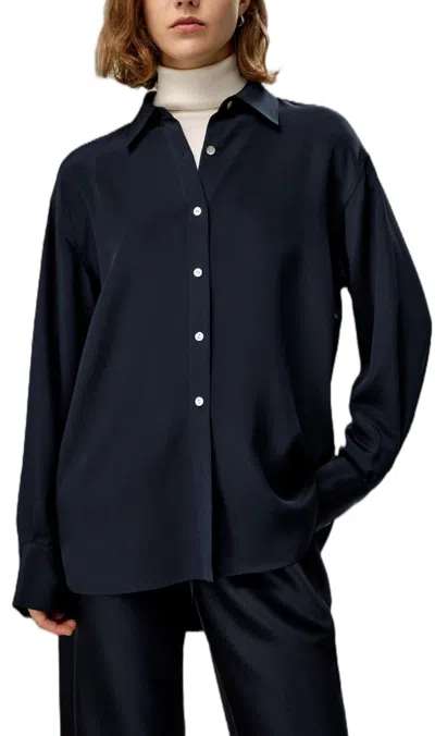 Lilysilk The One Relaxed Fit Silk Shirt In Black