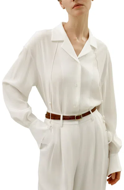 Lilysilk Tie-detailed Silk Blouse For Women In White