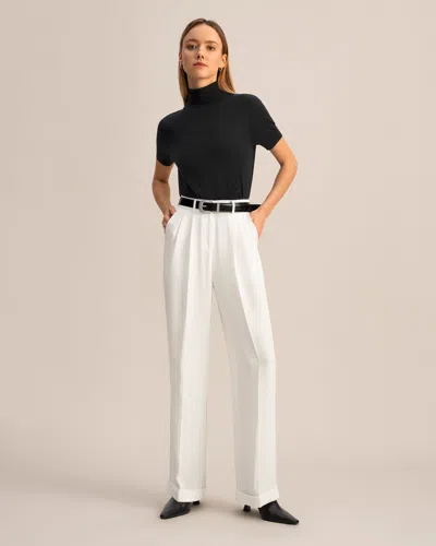 Lilysilk Timeless Pleated Wide-leg Dense Silk Trousers In White