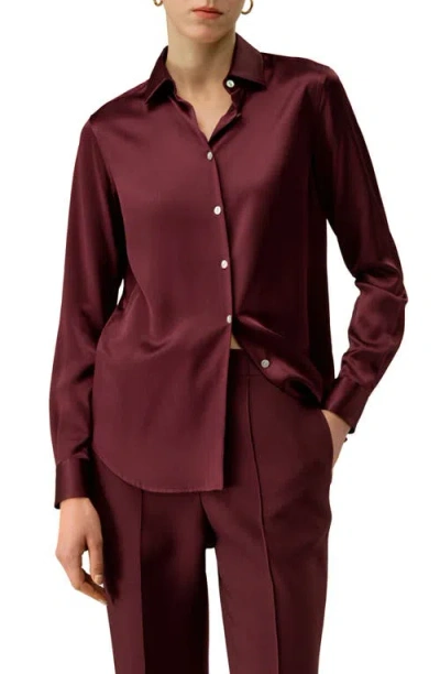 Lilysilk Timeless Silk Charmeuse Shirt In Burgundy