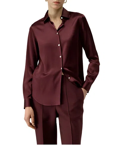 Lilysilk Timeless Silk Charmeuse Shirt In Burgundy