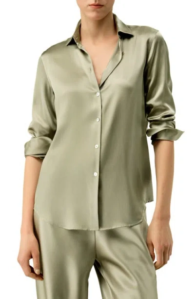 Lilysilk Timeless Silk Charmeuse Shirt In Green