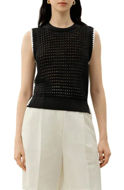 Lilysilk Toscana Pointelle Embroidered Vest In Black