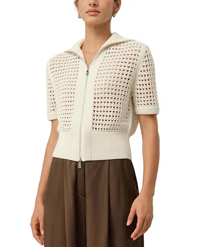 Lilysilk Toscana Pointelle Knit Double-zip Cardigan In White