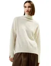 Lilysilk Turtleneck Relaxed-fit Cashmere Sweater For Women In White