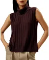 Lilysilk Turtleneck Sleeveless Cashmere Vest In Brown