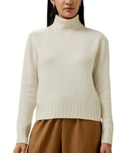 Lilysilk Turtleneck Sweater With Rib Hemline In White