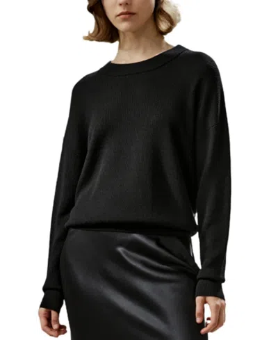 Lilysilk Ultra-fine Merino Wool Crewneck Sweater In Black