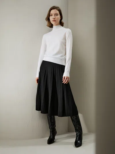 Lilysilk Ultra-fine Merino Wool Mock Neck Thin Sweater In White