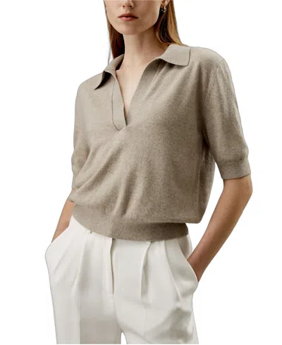 Lilysilk Ultrafine Merino Wool Polo In Neutral