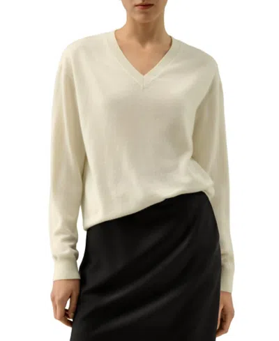 Lilysilk Baby Cashmere V-neck Sweater In White