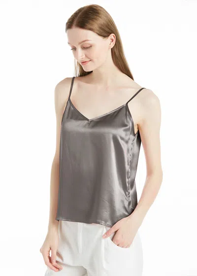 Lilysilk V Neck Front And Back Silk Camisole In Gray