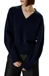 Lilysilk V-neck Relaxed Fit Wool Cashmere Blend Sweater For Women In Black