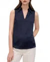 Lilysilk V-neck Sleeveless Silk Violet Shirt For Women In Blue
