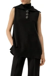 Lilysilk Vintage-inspired Sleeveless Sailor Collar Sweater In Black