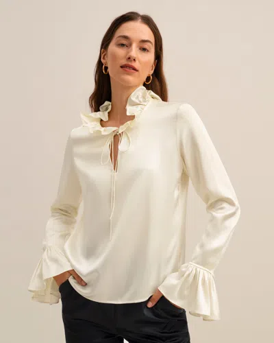 Lilysilk Vintage Long Sleeves Silk Blouse For Women In White