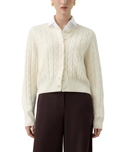 Lilysilk Washable Cable Knit Wool Cardigan In Neutral