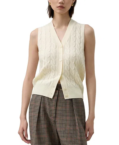 Lilysilk Washable Cable Knit Wool Vest In Neutral