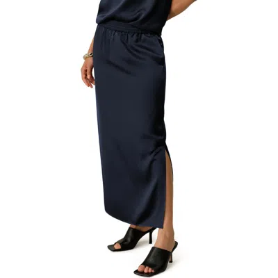 Lilysilk Washable Silk Charmeuse Pull-on Skirt In Blue