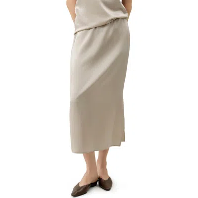 Lilysilk Washable Silk Charmeuse Pull-on Skirt In Neutral
