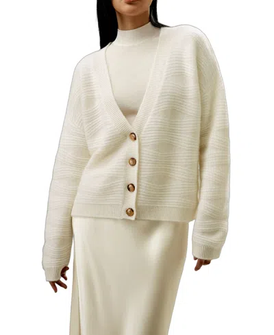 Lilysilk Elegant V-neck Cashmere Cardigan For Women In White