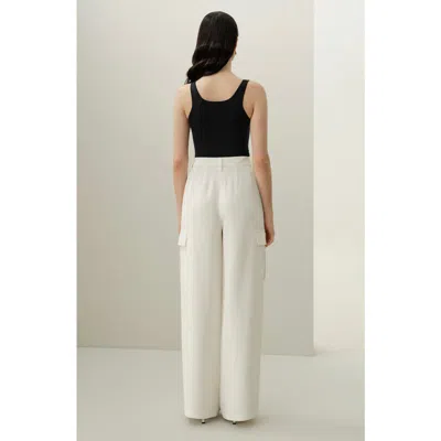 Lilysilk White Silk Crepe Cargo Pant