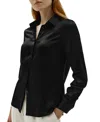 Lilysilk Basic Concealed Placket Silk Shirt In Black
