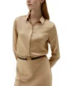 Lilysilk Basic Concealed Placket Silk Shirt In Brown