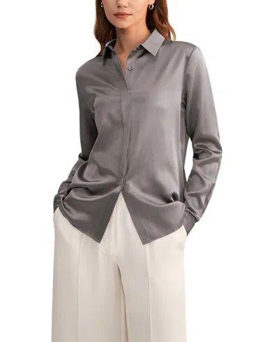 LILYSILK WOMEN'S BASIC CONCEALED PLACKET SILK SHIRT