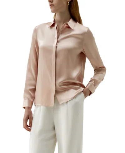 Lilysilk Women's Basic Concealed Placket Silk Shirt In Pink