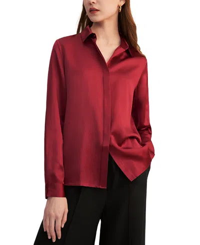LILYSILK WOMEN'S BASIC CONCEALED PLACKET SILK SHIRT