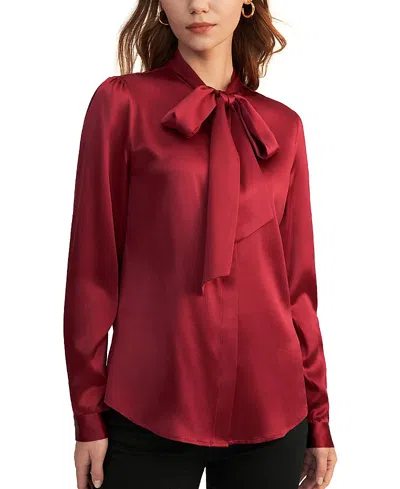 Lilysilk Women's Bow-tie Neck Silk Blouse In Red